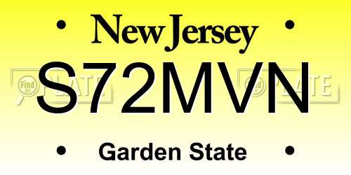 S72MVN New Jersey License Plate