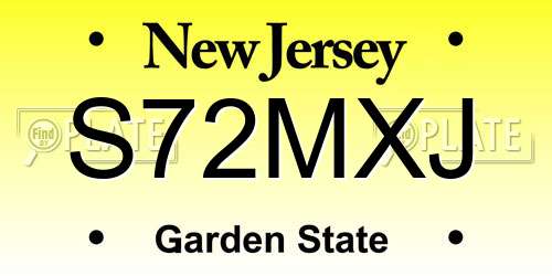 S72MXJ New Jersey License Plate