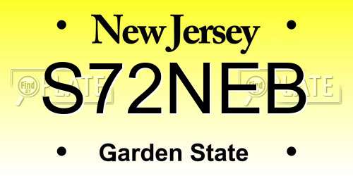 S72NEB New Jersey License Plate