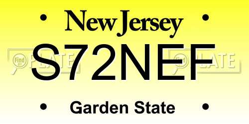 S72NEF New Jersey License Plate