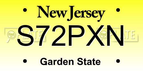 S72PXN New Jersey License Plate