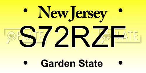 S72RZF New Jersey License Plate
