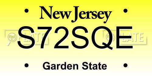 S72SQE New Jersey License Plate