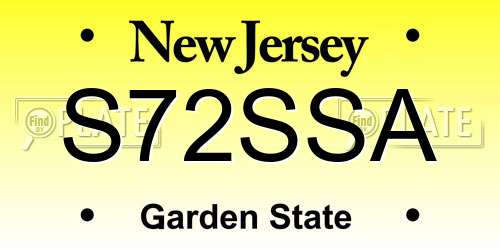 S72SSA New Jersey License Plate