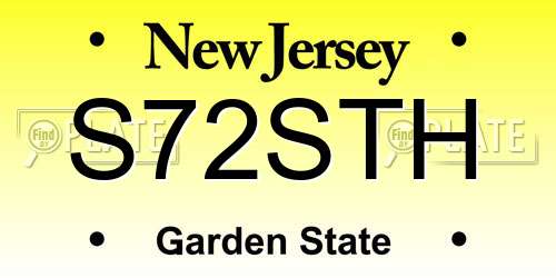 S72STH New Jersey License Plate