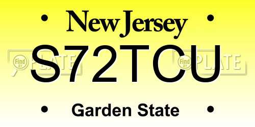 S72TCU New Jersey License Plate