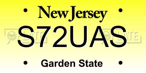 S72UAS New Jersey License Plate