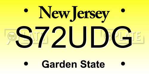 S72UDG New Jersey License Plate
