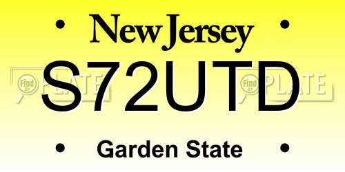 S72UTD New Jersey License Plate