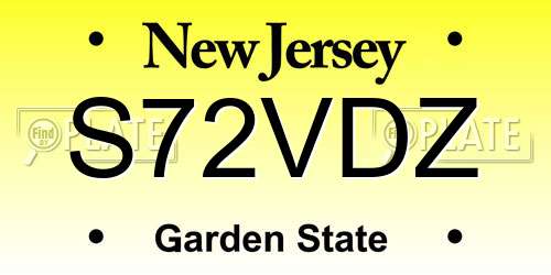 S72VDZ New Jersey License Plate