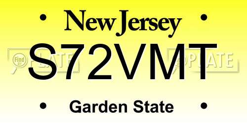 S72VMT New Jersey License Plate