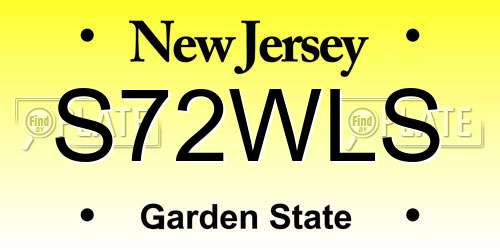 S72WLS New Jersey License Plate