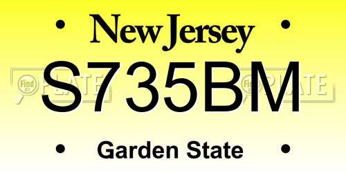 S735BM New Jersey License Plate