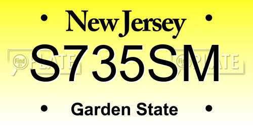 S735SM New Jersey License Plate