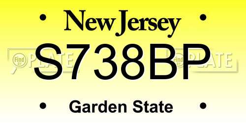 S738BP New Jersey License Plate