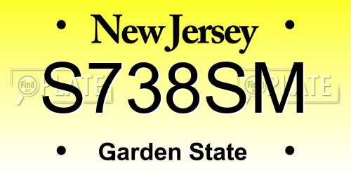 S738SM New Jersey License Plate