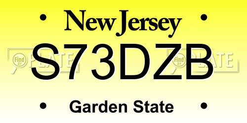 S73DZB New Jersey License Plate