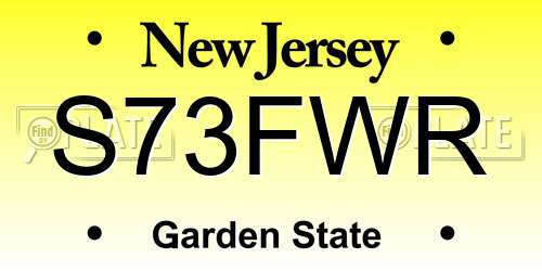 S73FWR New Jersey License Plate