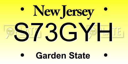 S73GYH New Jersey License Plate