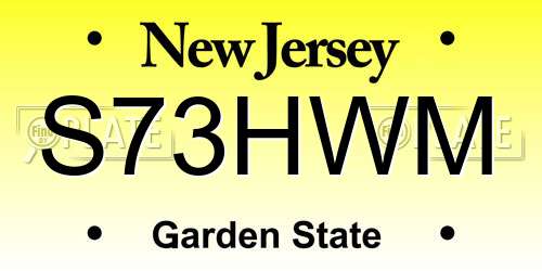 S73HWM New Jersey License Plate