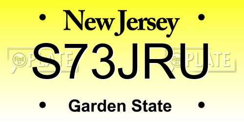 S73JRU New Jersey License Plate