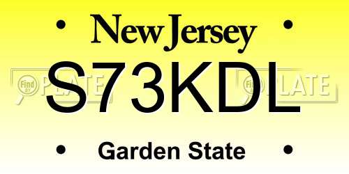 S73KDL New Jersey License Plate