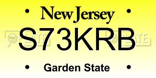 S73KRB New Jersey License Plate