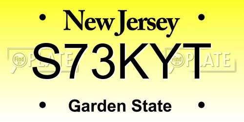 S73KYT New Jersey License Plate