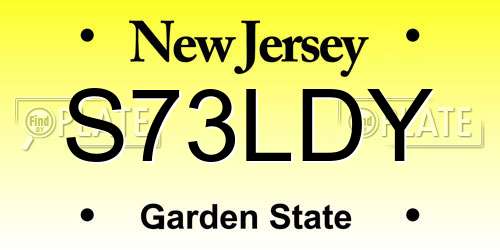 S73LDY New Jersey License Plate
