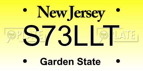 S73LLT New Jersey License Plate