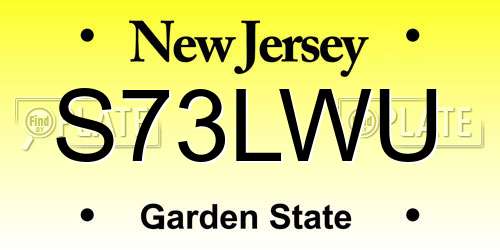S73LWU New Jersey License Plate
