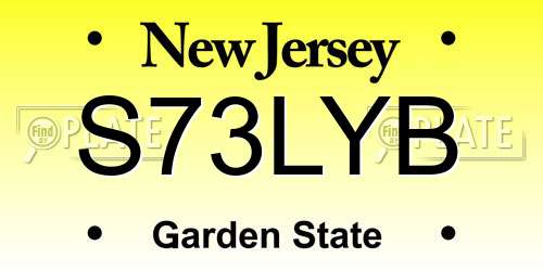 S73LYB New Jersey License Plate
