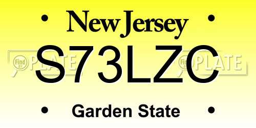 S73LZC New Jersey License Plate