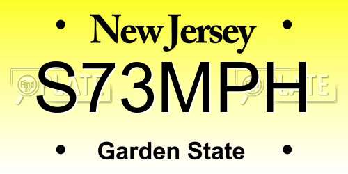 S73MPH New Jersey License Plate