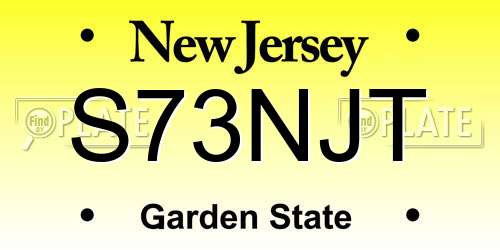 S73NJT New Jersey License Plate