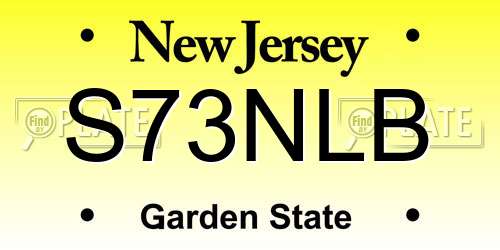 S73NLB New Jersey License Plate