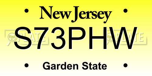 S73PHW New Jersey License Plate