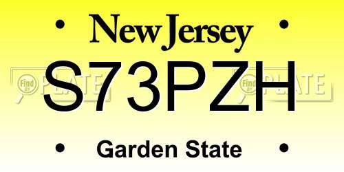 S73PZH New Jersey License Plate