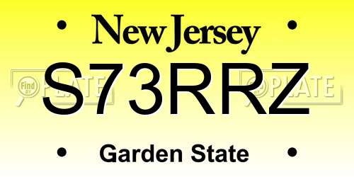 S73RRZ New Jersey License Plate