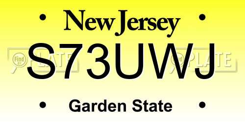 S73UWJ New Jersey License Plate