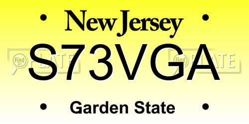 S73VGA New Jersey License Plate