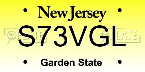 S73VGL New Jersey License Plate