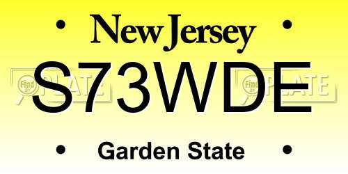 S73WDE New Jersey License Plate