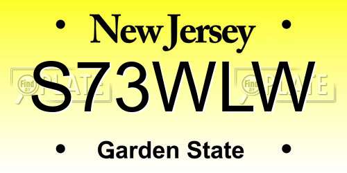 S73WLW New Jersey License Plate