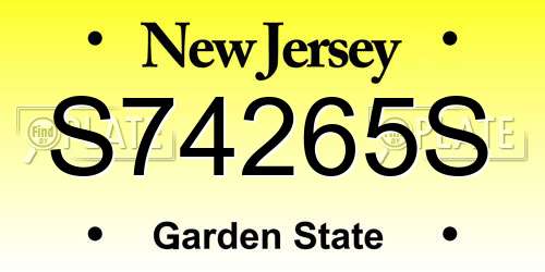 S74265S New Jersey License Plate