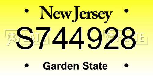 S744928 New Jersey License Plate