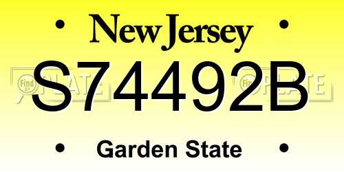 S74492B New Jersey License Plate