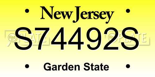 S74492S New Jersey License Plate