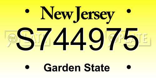 S744975 New Jersey License Plate