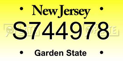 S744978 New Jersey License Plate